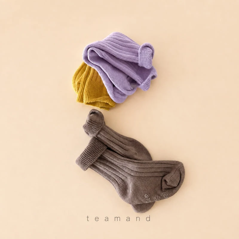 Teamand - Korean Children Fashion - #fashionkids - Ribbed Mocha Sock Set Mom Couple - 9