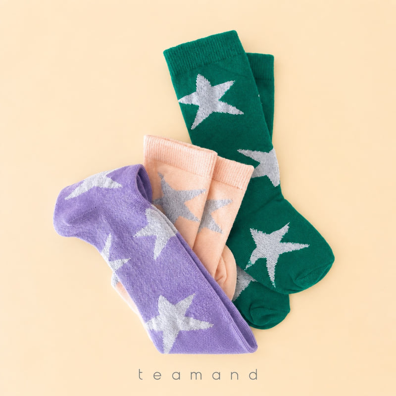 Teamand - Korean Children Fashion - #kidsshorts - Star Knee Sock Set