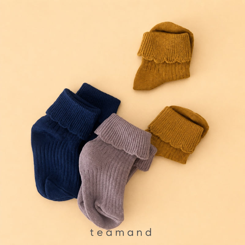 Teamand - Korean Children Fashion - #kidsshorts - Ribbed Cover Sock Set - 4