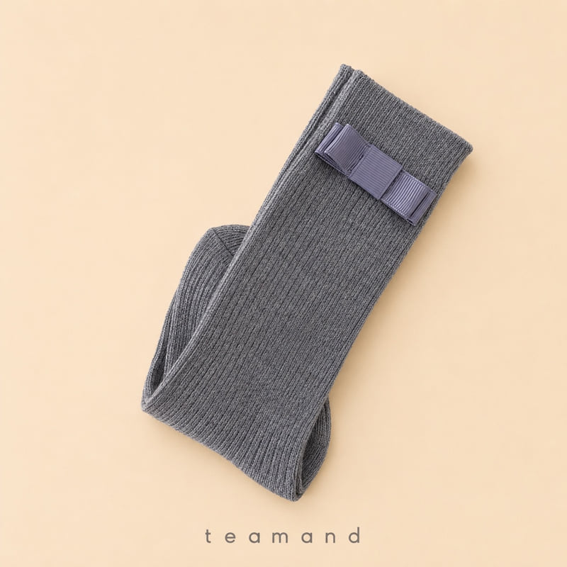 Teamand - Korean Children Fashion - #littlefashionista - Ribbon Ribbed Knee Socks - 2