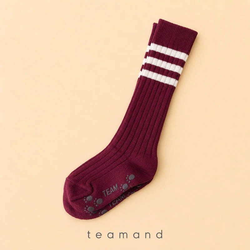 Teamand - Korean Children Fashion - #magicofchildhood - 3-Line Ribbed Knee Socks - 5