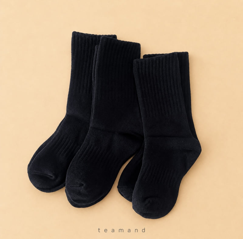 Teamand - Korean Children Fashion - #minifashionista - Solid Crew Sock Set - 8