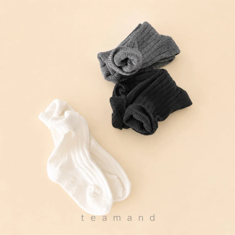 Teamand - Korean Children Fashion - #minifashionista - Ribbed Plain Sock Set Mom Couple