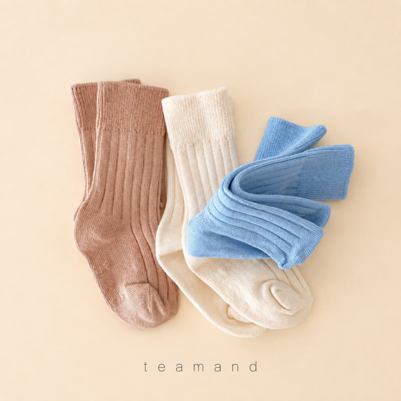Teamand - Korean Children Fashion - #prettylittlegirls - Ribbed Cream Cheese Sock Set Mom Couple - 6