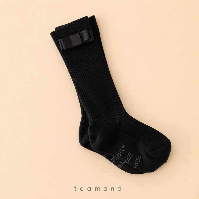 Teamand - Korean Children Fashion - #prettylittlegirls - Ribbon Ribbed Knee Socks - 5