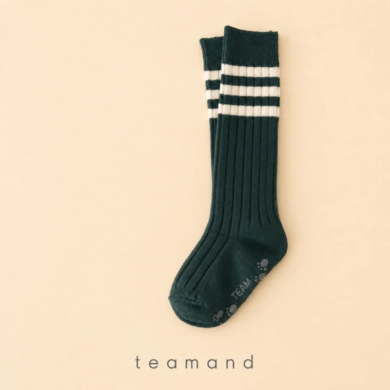Teamand - Korean Children Fashion - #prettylittlegirls - 3-Line Ribbed Knee Socks - 7