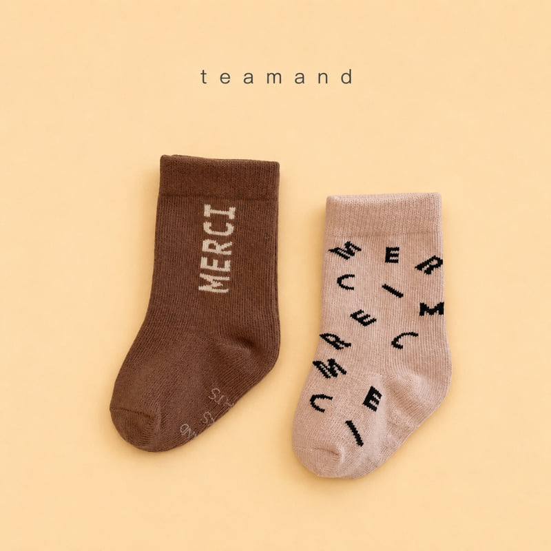 Teamand - Korean Children Fashion - #todddlerfashion - Merci Sock Set Mom Couple - 3