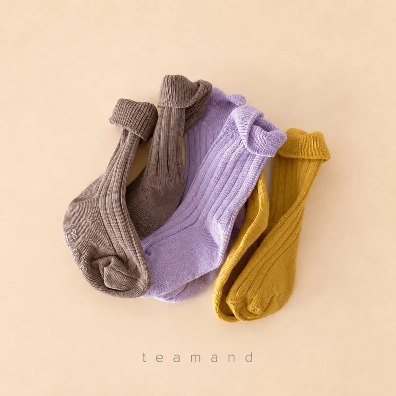 Teamand - Korean Children Fashion - #todddlerfashion - Ribbed Mocha Sock Set Mom Couple - 2