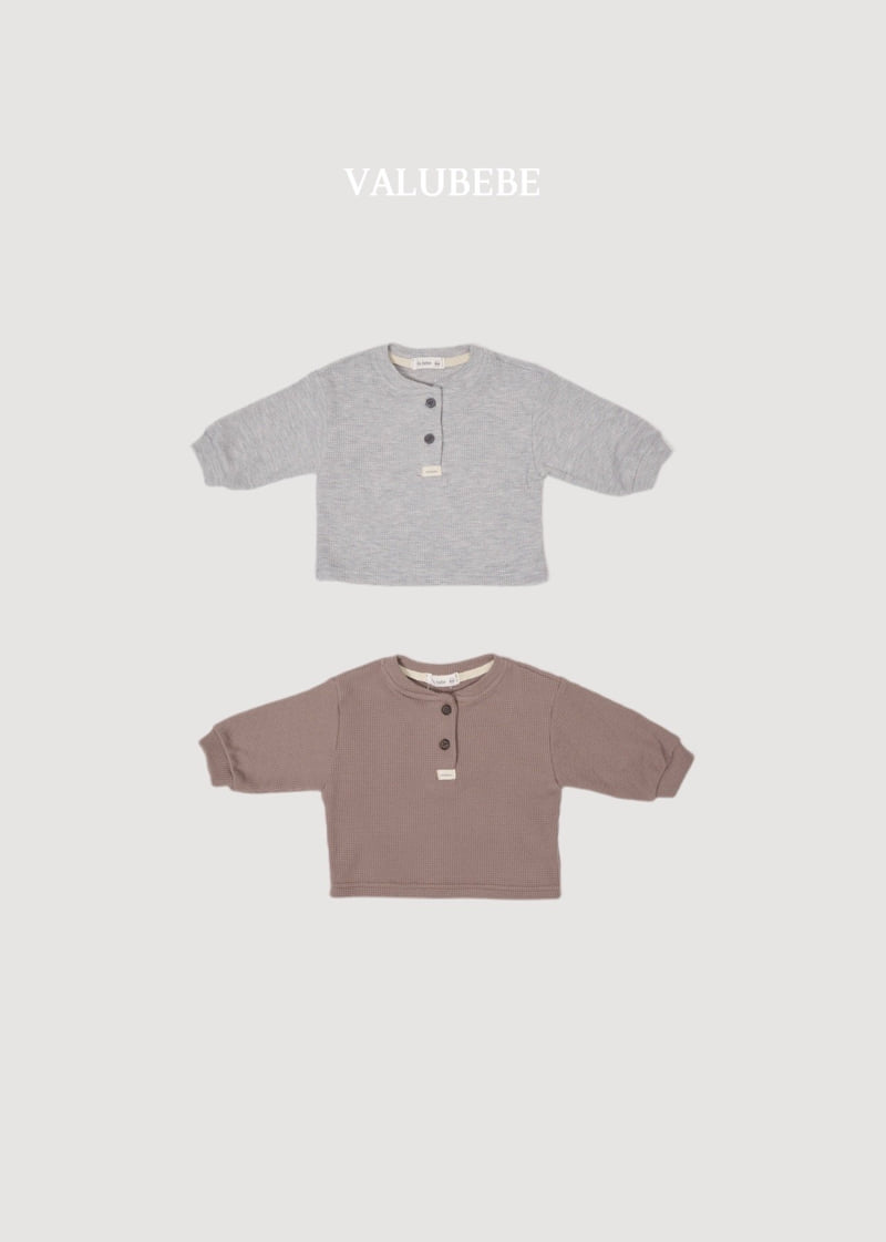 Valu Bebe - Korean Baby Fashion - #babyboutiqueclothing - Mini Waffle Button Tee