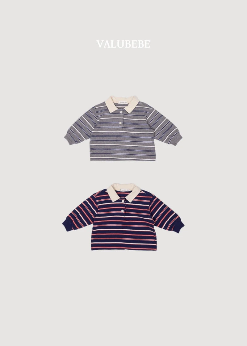 Valu Bebe - Korean Baby Fashion - #babyclothing - Milky Stripe Collar Tee