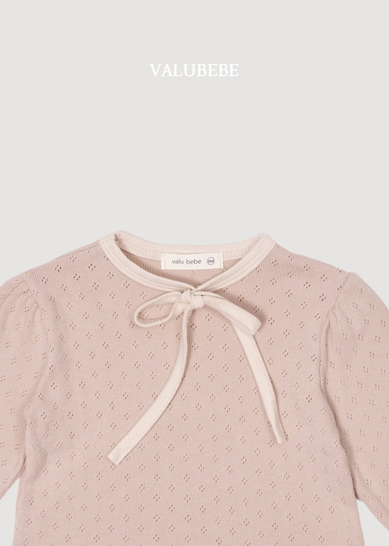 Valu Bebe - Korean Baby Fashion - #babyfever - Creamy Ribbon Puff Tee - 6