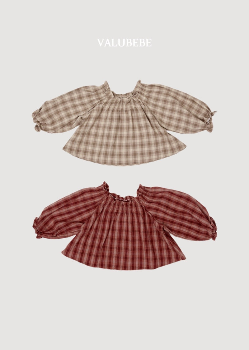 Valu Bebe - Korean Baby Fashion - #babyfever - Dudie Check Smocked Blouse