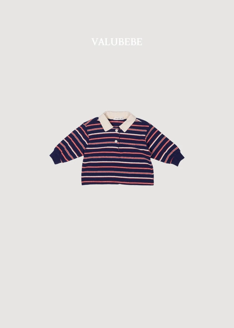 Valu Bebe - Korean Baby Fashion - #babyfever - Milky Stripe Collar Tee - 4