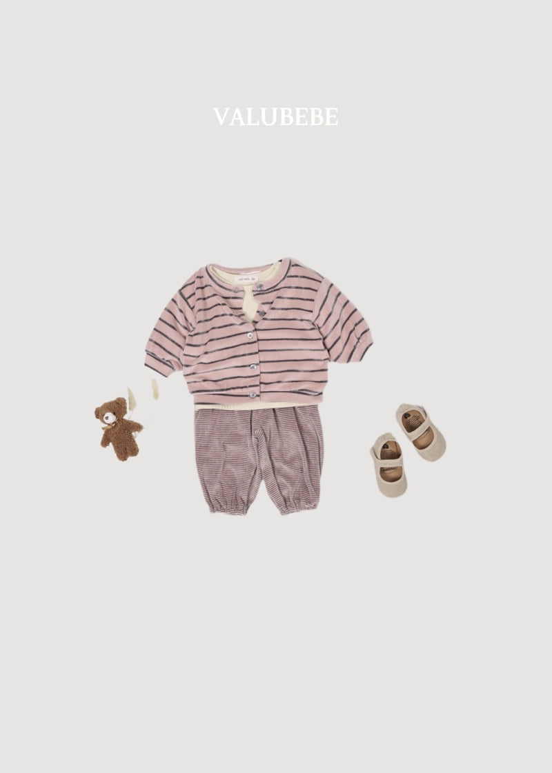Valu Bebe - Korean Baby Fashion - #babygirlfashion - Veloure Stripe Pants - 10