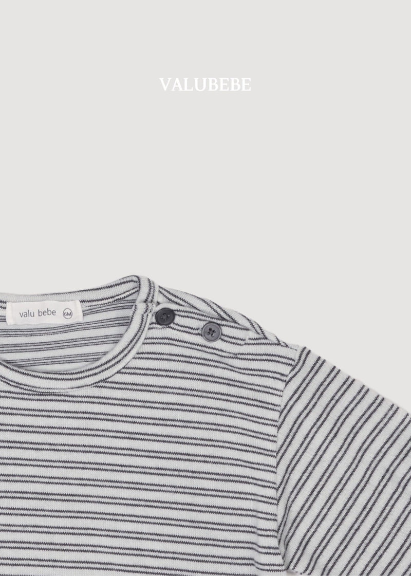 Valu Bebe - Korean Baby Fashion - #babyoutfit - Stripe Button Tee - 6