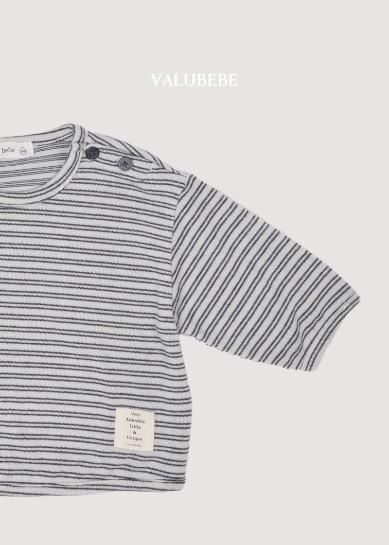 Valu Bebe - Korean Baby Fashion - #babyoutfit - Stripe Button Tee - 7
