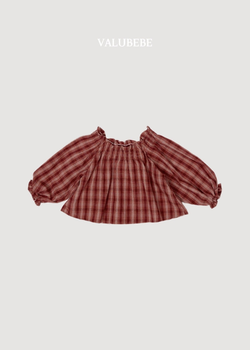 Valu Bebe - Korean Baby Fashion - #babyoutfit - Dudie Check Smocked Blouse - 6
