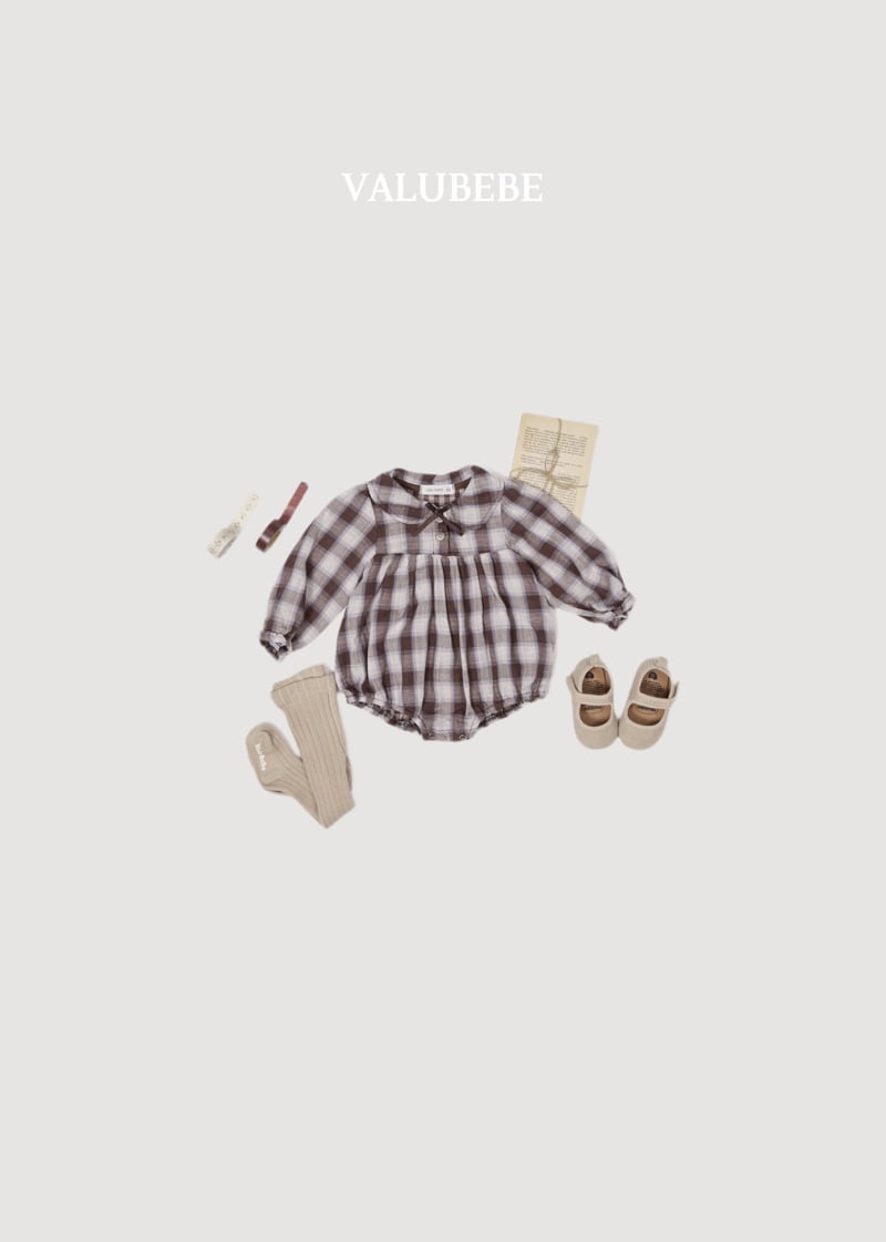 Valu Bebe - Korean Baby Fashion - #onlinebabyboutique - Check Ribbon Romper - 10