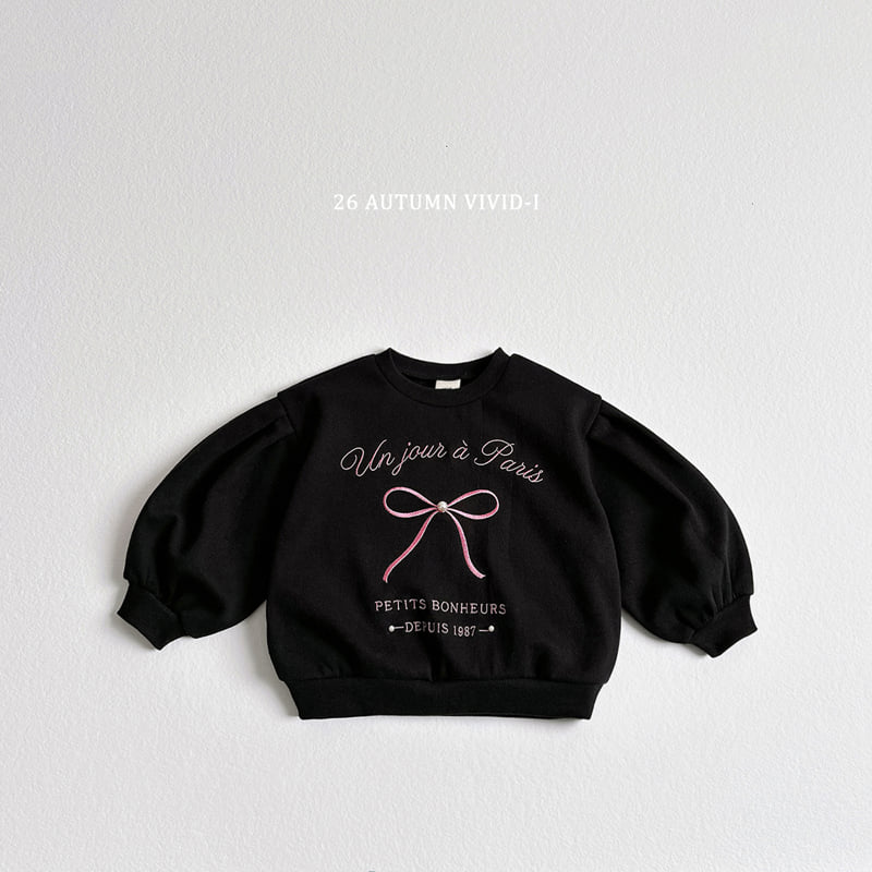Vivid I - Korean Children Fashion - #Kfashion4kids - Ribbon Pearl Puff Sweatshirt - 6