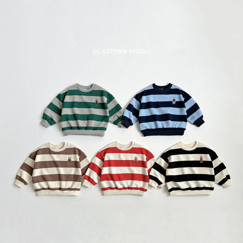 Vivid I - Korean Children Fashion - #Kfashion4kids - Big Stripe Bear Sweatshirt - 3