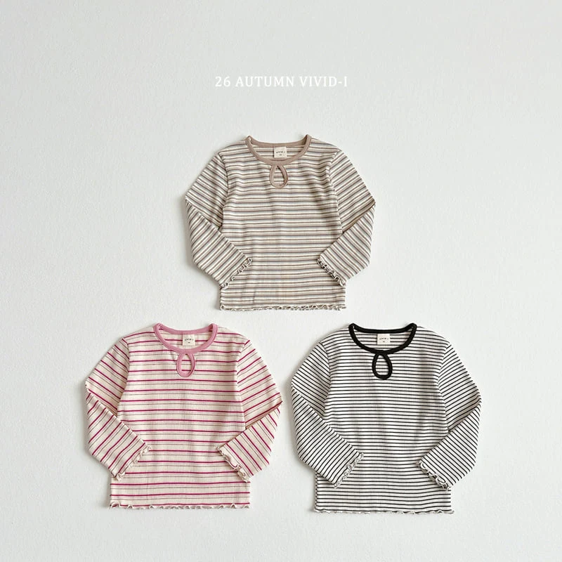 Vivid I - Korean Children Fashion - #Kfashion4kids - Stripe Hole Tee