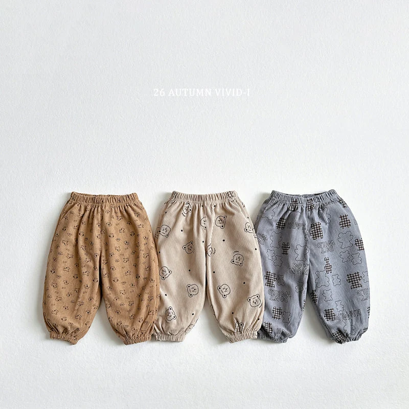 Vivid I - Korean Children Fashion - #kidzfashiontrend - Corduroy Patterned Jogger Pants - 4
