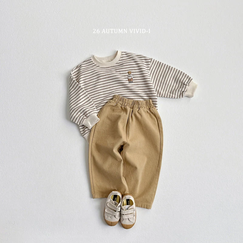 Vivid I - Korean Children Fashion - #Kfashion4kids - Stripe Bear Embroidered Set - 10