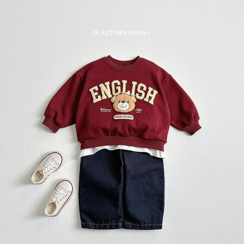 Vivid I - Korean Children Fashion - #Kfashion4kids - Embossed English Bear Sweatshirt - 7