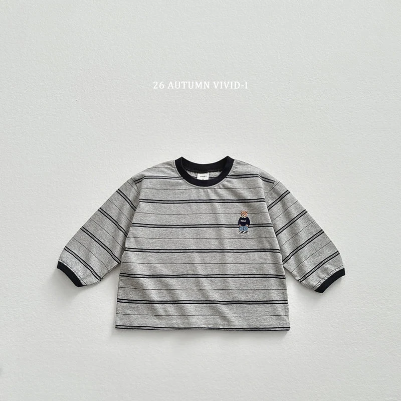 Vivid I - Korean Children Fashion - #Kfashion4kids - Signature Bear Stripe Tee - 7