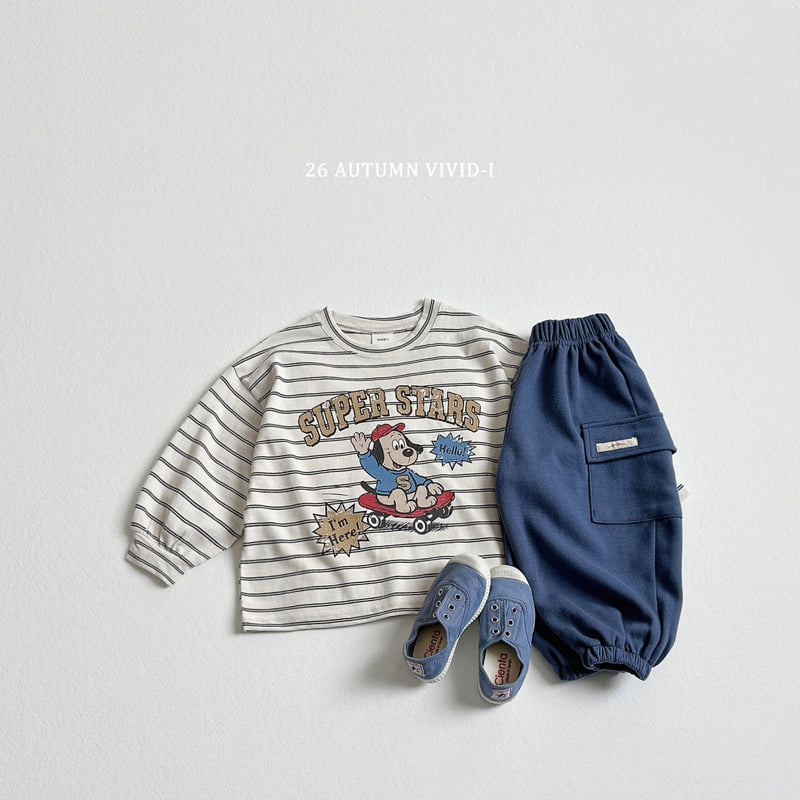 Vivid I - Korean Children Fashion - #Kfashion4kids - Stripe Cartoon Single Tee - 7