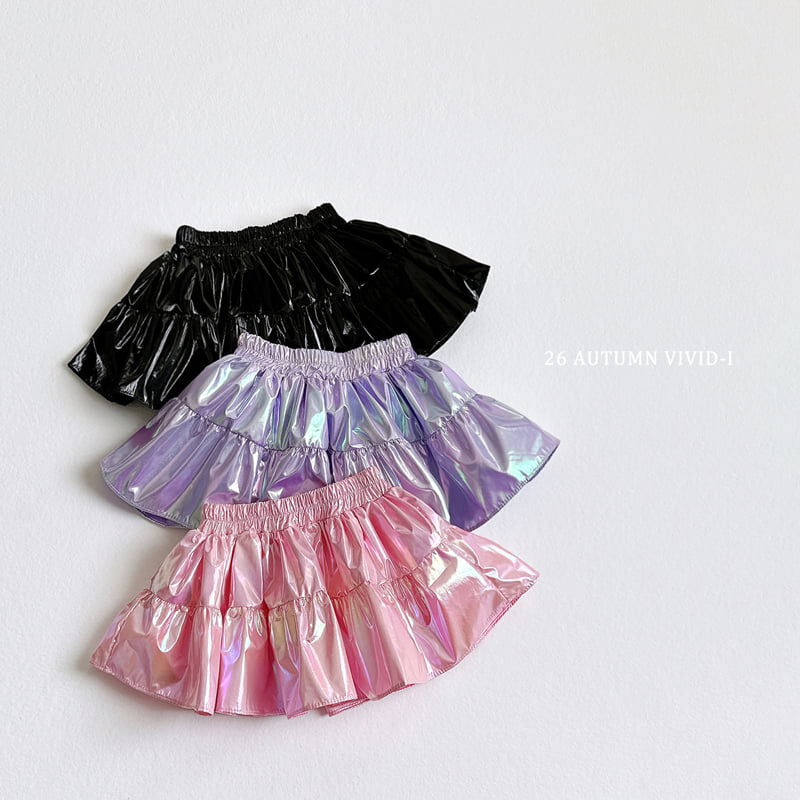 Vivid I - Korean Children Fashion - #childofig - Popcorn Glossy Flare Skirt - 3