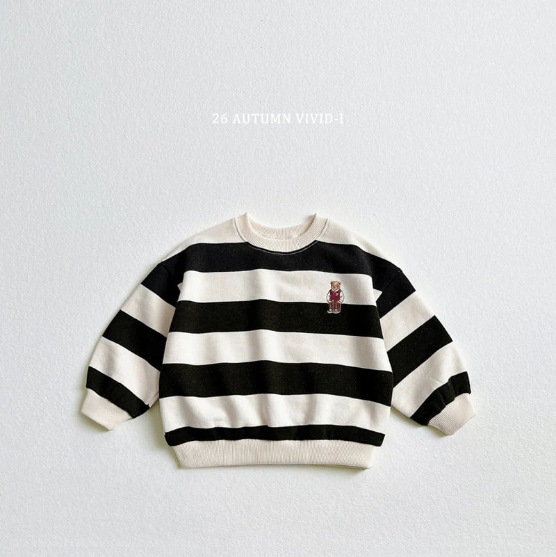 Vivid I - Korean Children Fashion - #childofig - Big Stripe Bear Sweatshirt - 8