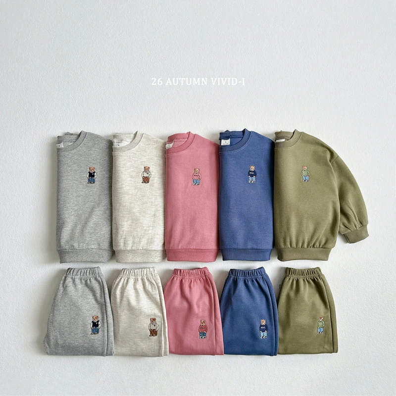 Vivid I - Korean Children Fashion - #childofig - Embroidered Bear Set