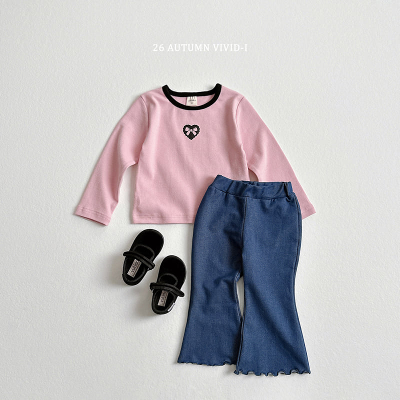 Vivid I - Korean Children Fashion - #childofig - Ribbon Heart Spandex Tee - 7
