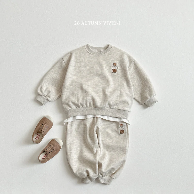 Vivid I - Korean Children Fashion - #childrensboutique - Embroidered Bear Set - 3