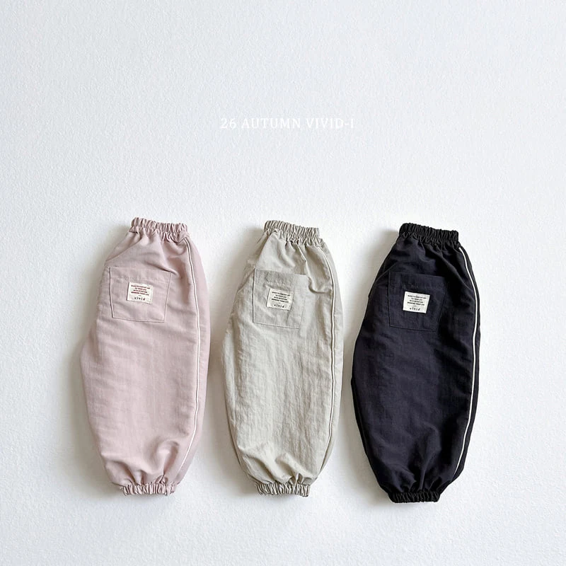 Vivid I - Korean Children Fashion - #childrensboutique - Label Crinkle Jogger Pants