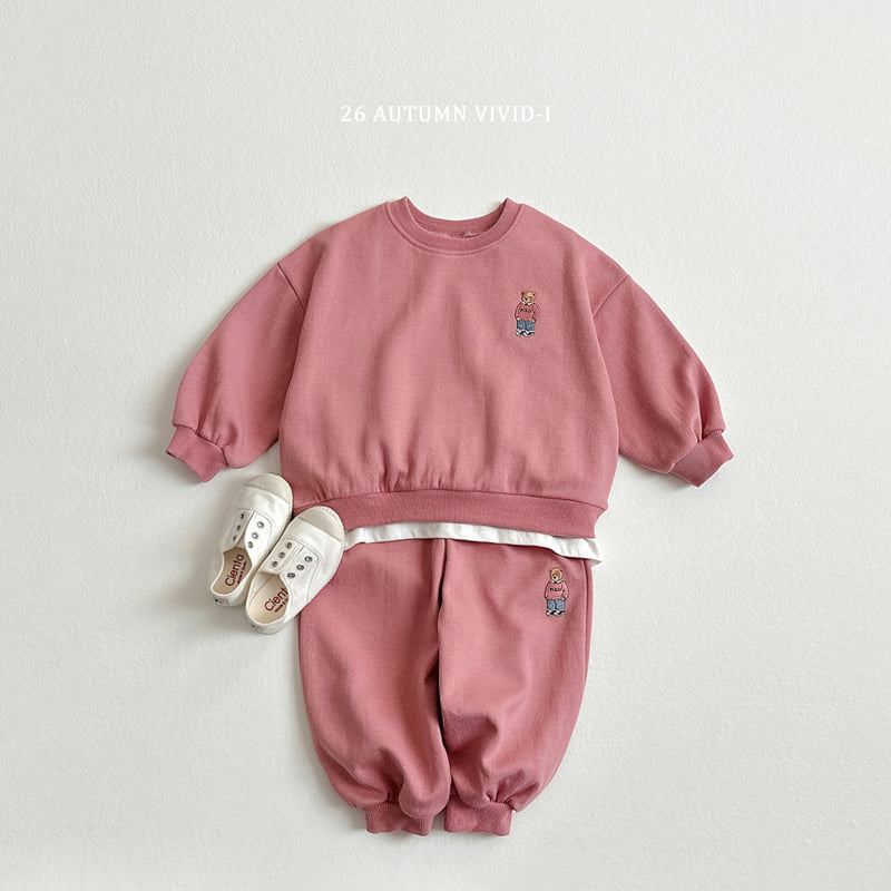 Vivid I - Korean Children Fashion - #childrensboutique - Embroidered Bear Set - 4