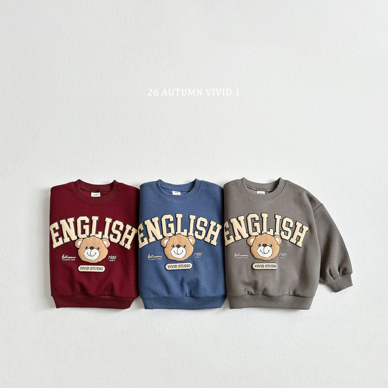 Vivid I - Korean Children Fashion - #designkidswear - Embossed English Bear Sweatshirt