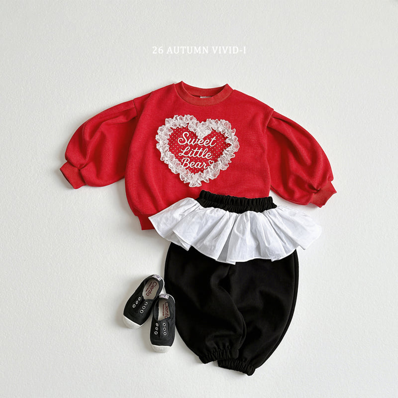 Vivid I - Korean Children Fashion - #designkidswear - Heart Lace Puff Sweatshirt - 8