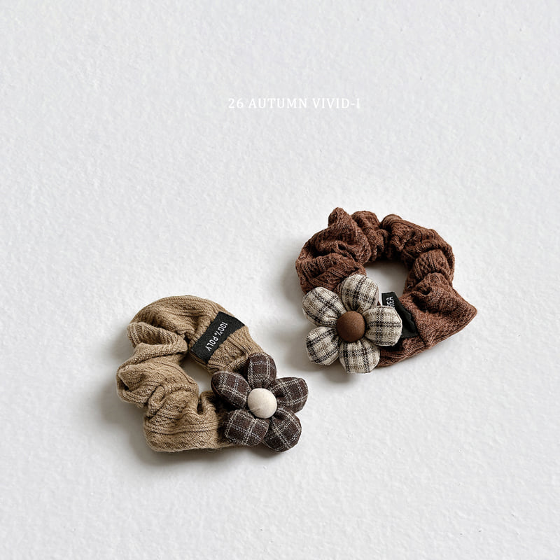 Vivid I - Korean Children Fashion - #fashionkids - Check Flower Scrunchie