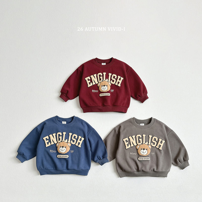 Vivid I - Korean Children Fashion - #fashionkids - Embossed English Bear Sweatshirt - 3
