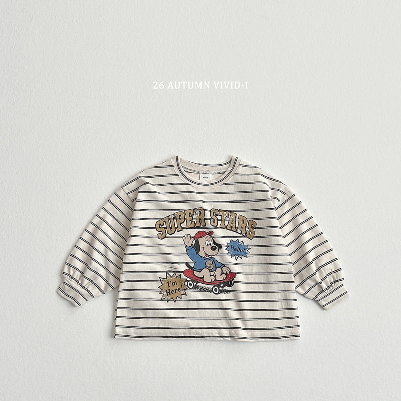 Vivid I - Korean Children Fashion - #fashionkids - Stripe Cartoon Single Tee - 3