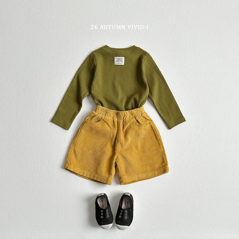 Vivid I - Korean Children Fashion - #kidsshorts - Label Ribbed Tee - 6
