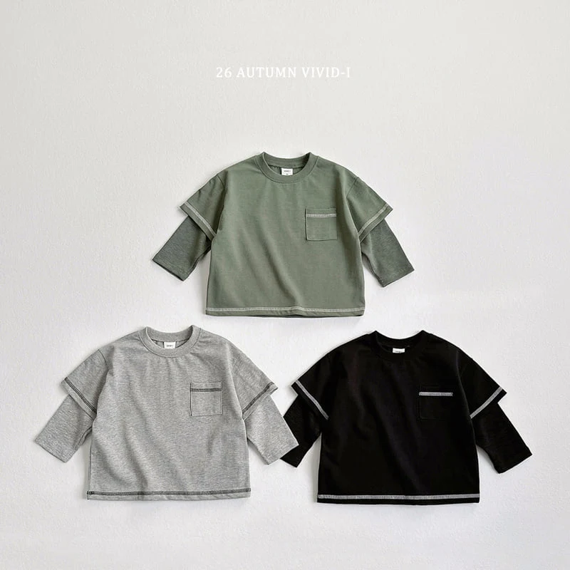 Vivid I - Korean Children Fashion - #kidsshorts - Stitch Layered Tee