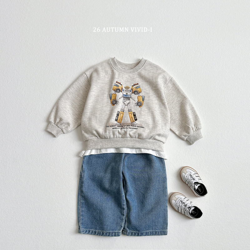 Vivid I - Korean Children Fashion - #kidsshorts - Vintage Robot Sweatshirt - 8
