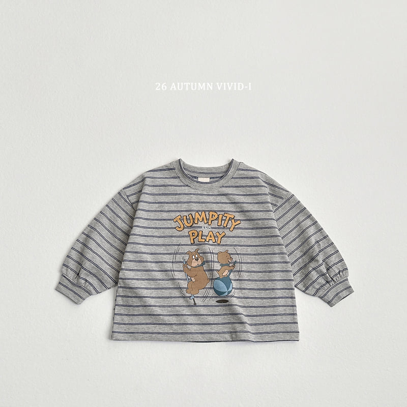 Vivid I - Korean Children Fashion - #fashionkids - Stripe Cartoon Single Tee - 4