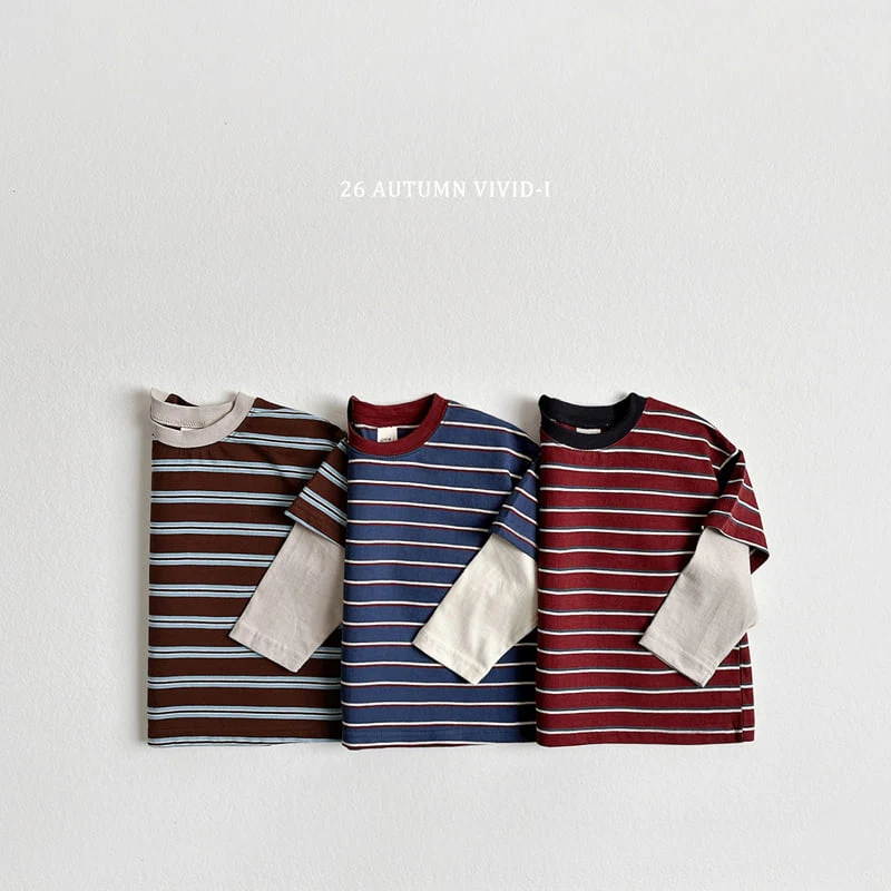Vivid I - Korean Children Fashion - #kidsshorts - Multi Stripe Layered Tee