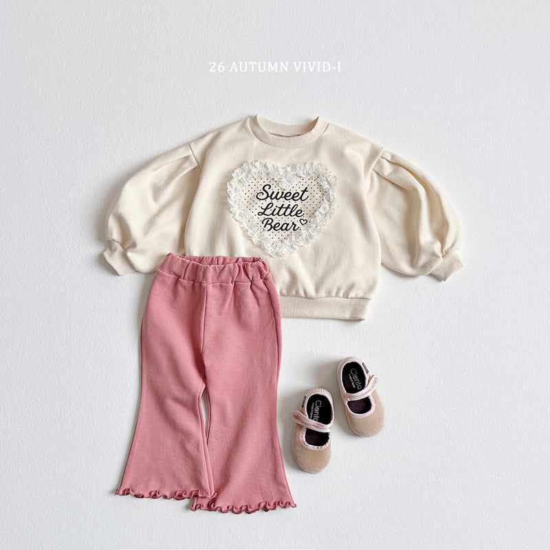 Vivid I - Korean Children Fashion - #kidsstore - Heart Lace Puff Sweatshirt - 12