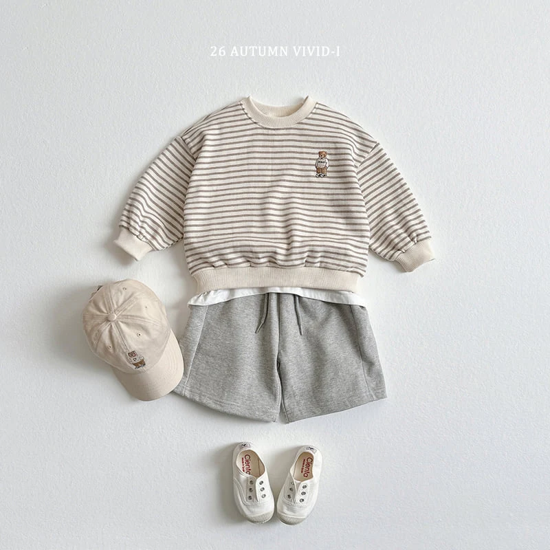 Vivid I - Korean Children Fashion - #kidzfashiontrend - Stripe Bear Embroidered Set - 9