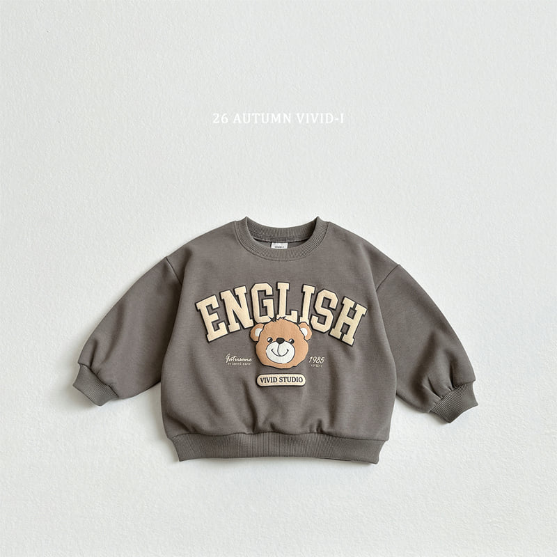 Vivid I - Korean Children Fashion - #kidzfashiontrend - Embossed English Bear Sweatshirt - 6